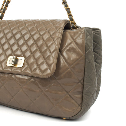 Chanel Tote Gabrielle Flap Bag in Grey, Glazed Calfskin — Detail View