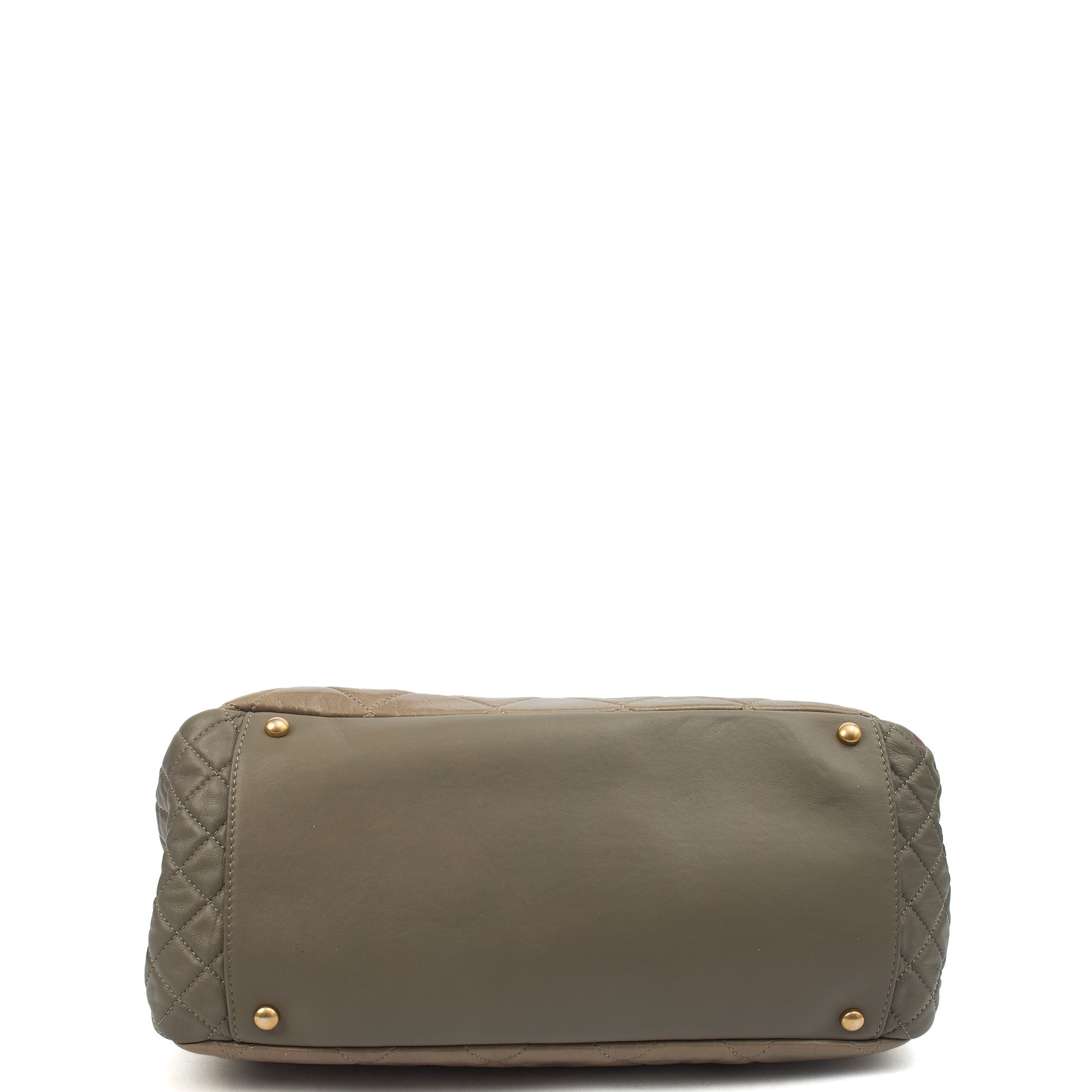 Chanel Tote Gabrielle Flap Bag in Grey, Glazed Calfskin — Top View