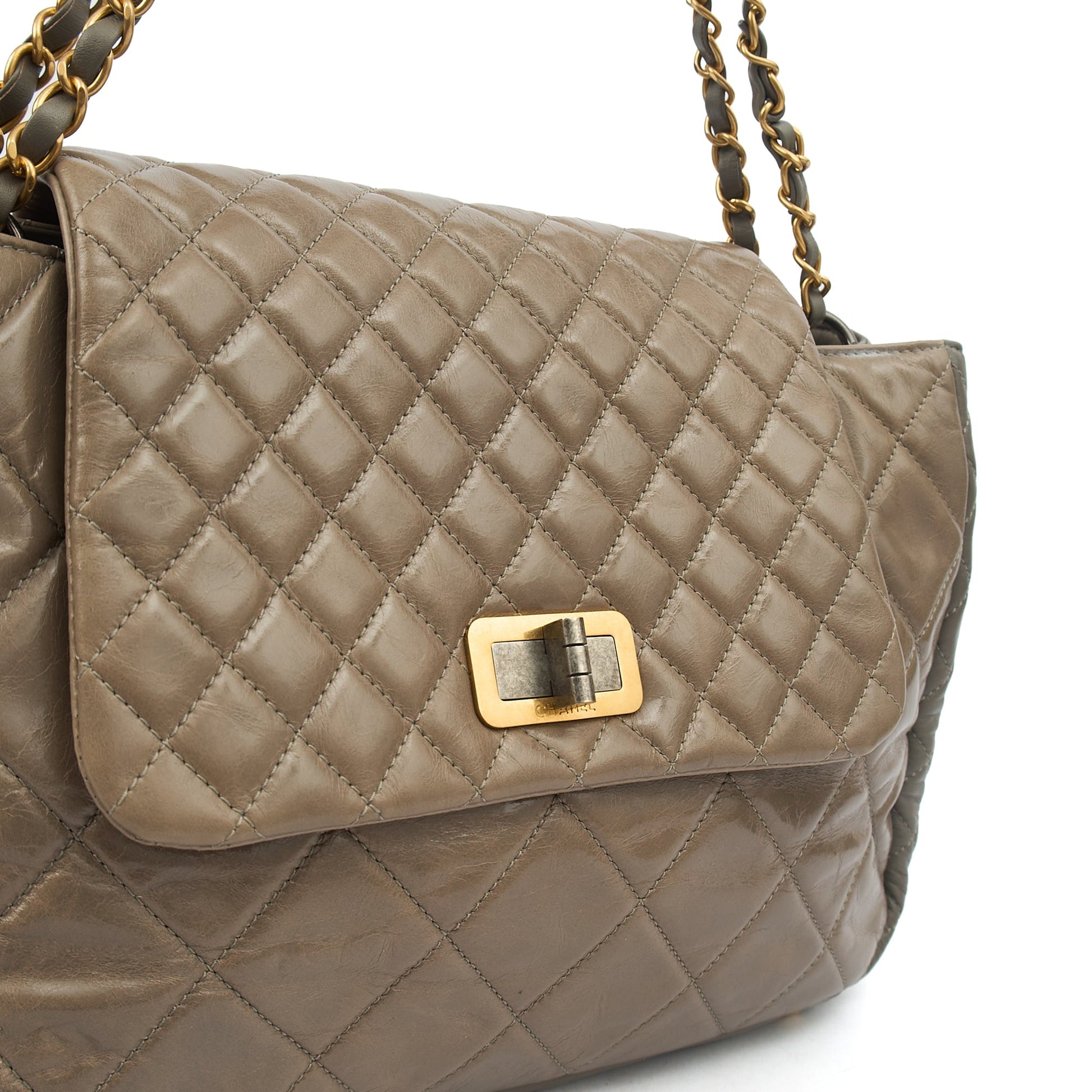 Chanel Tote Gabrielle Flap Bag in Grey, Glazed Calfskin — Alternate View 9