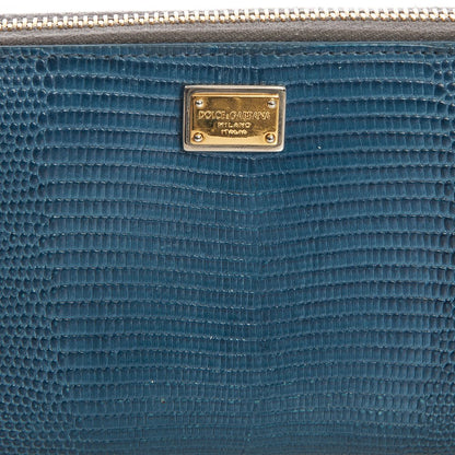 Dolce & Gabbana Purse Wallet in Blue, Exotic Effect Leather — Lifestyle View