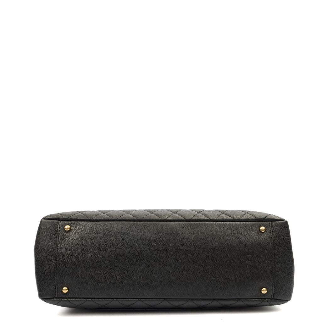 Chanel Tote Grand Shopping Tote XL in Black, Caviar Leather — Top View