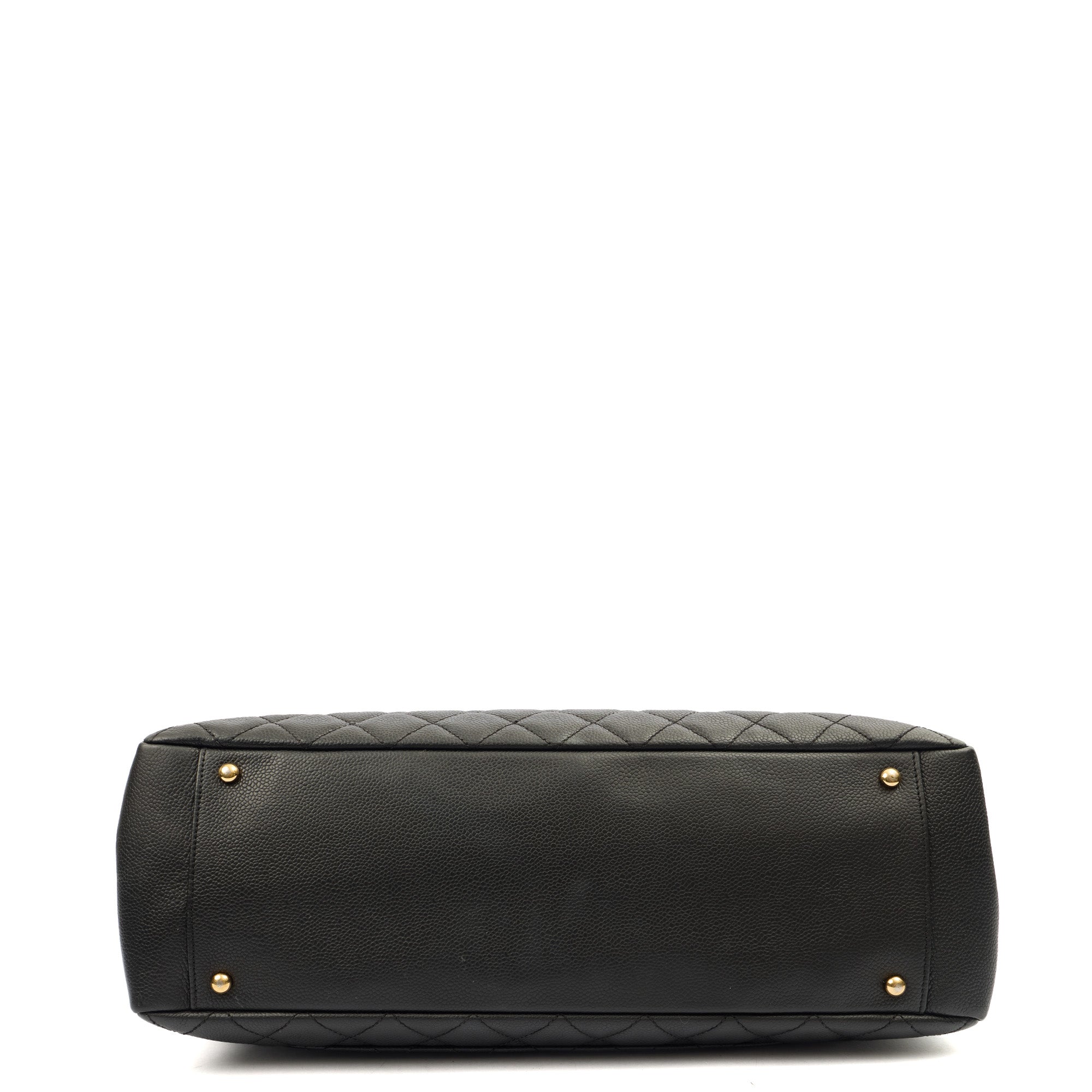 Chanel Tote Grand Shopping Tote XL in Black, Caviar Leather — Top View