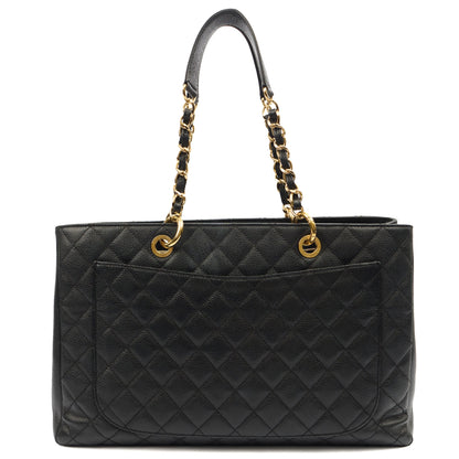 Chanel Tote Grand Shopping Tote XL in Black, Caviar Leather — Back View