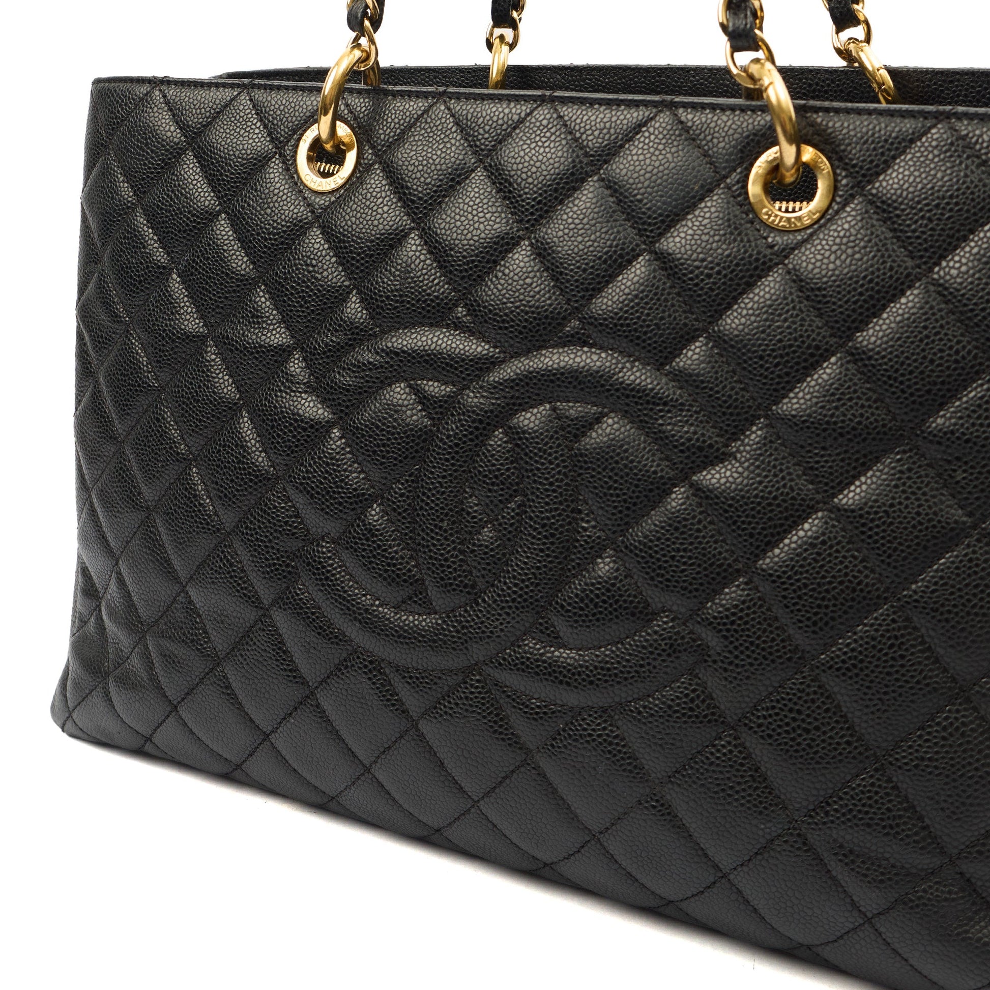 Chanel Tote Grand Shopping Tote XL in Black, Caviar Leather — Alternate View 17