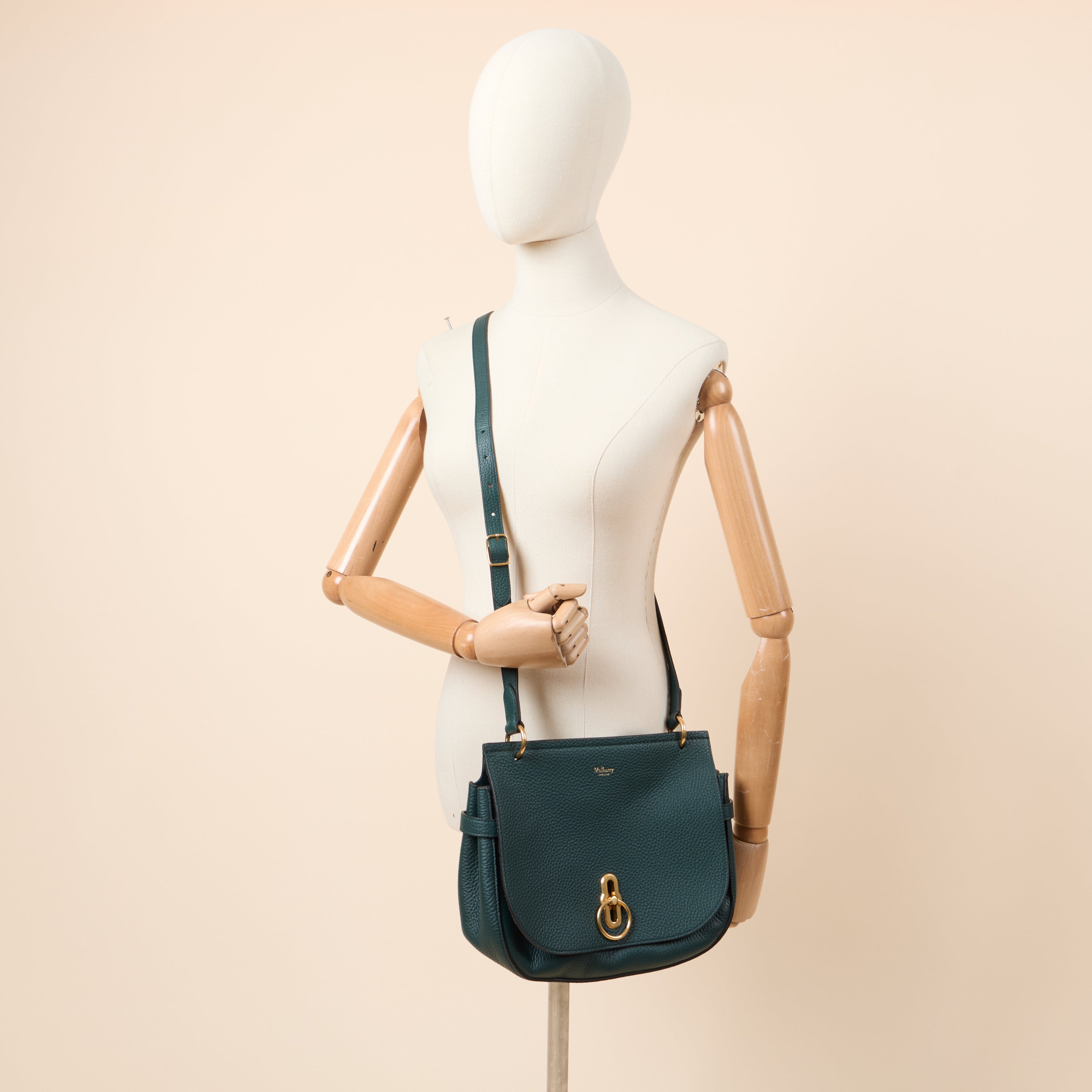 Mulberry Satchel Amberley in Mulberry Green, Calfskin Leather — Side View