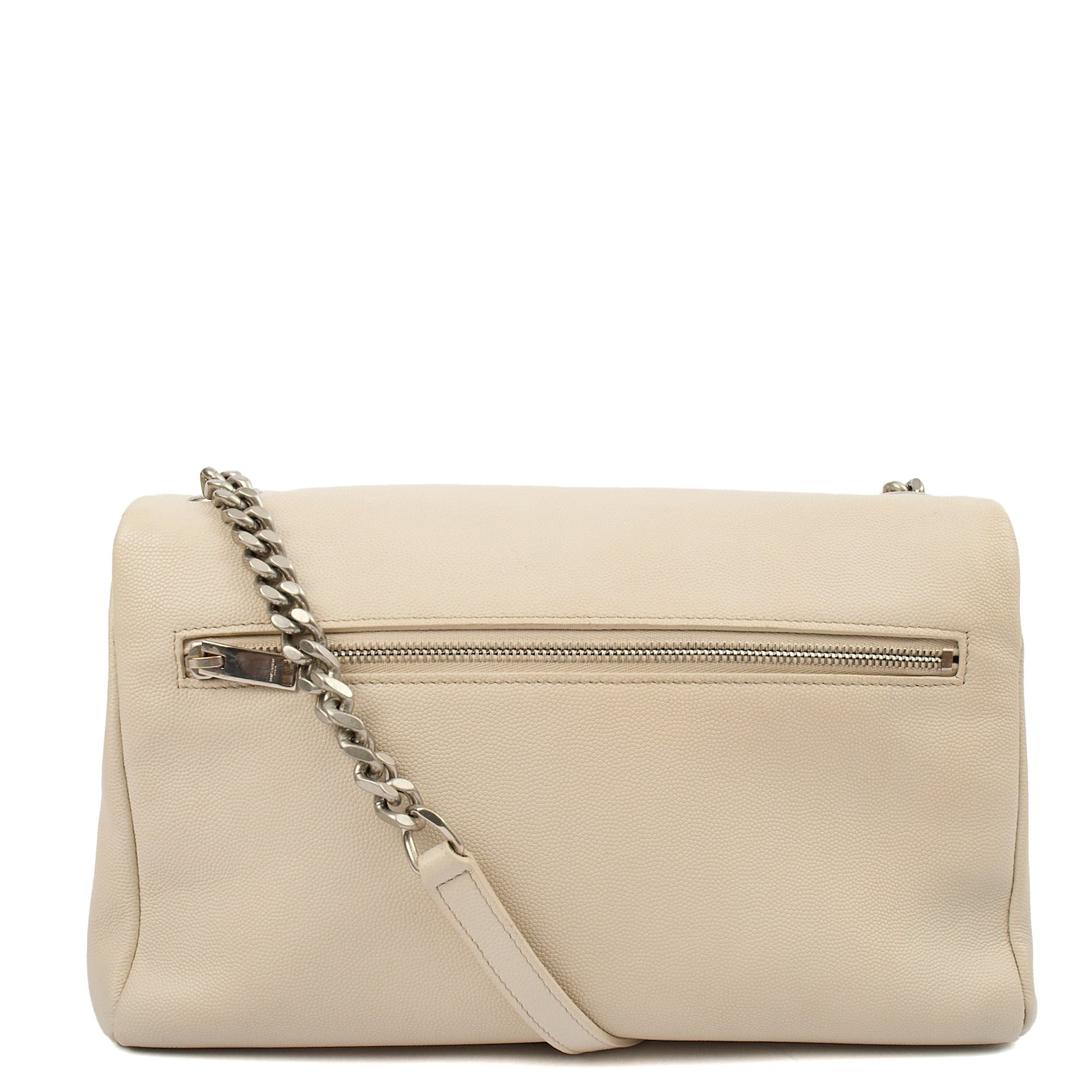 Saint Laurent Cross Body Cassandra in Neutral, Leather — Top View