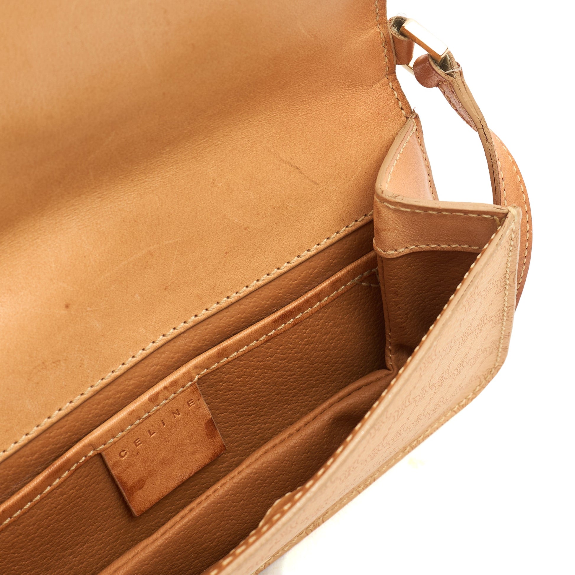 Celine Shoulder Bag Vintage Shoulder Bag in Neutral, Leather — Alternate View 7