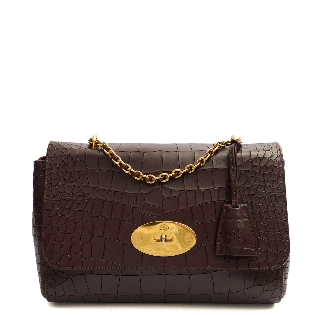 Mulberry Cross Body Lily - Large in Oxblood, Exotic Effect Leather — Front View