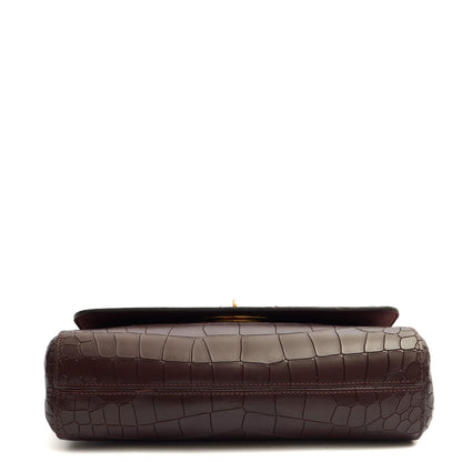 Mulberry Cross Body Lily - Large in Oxblood, Exotic Effect Leather — Top View