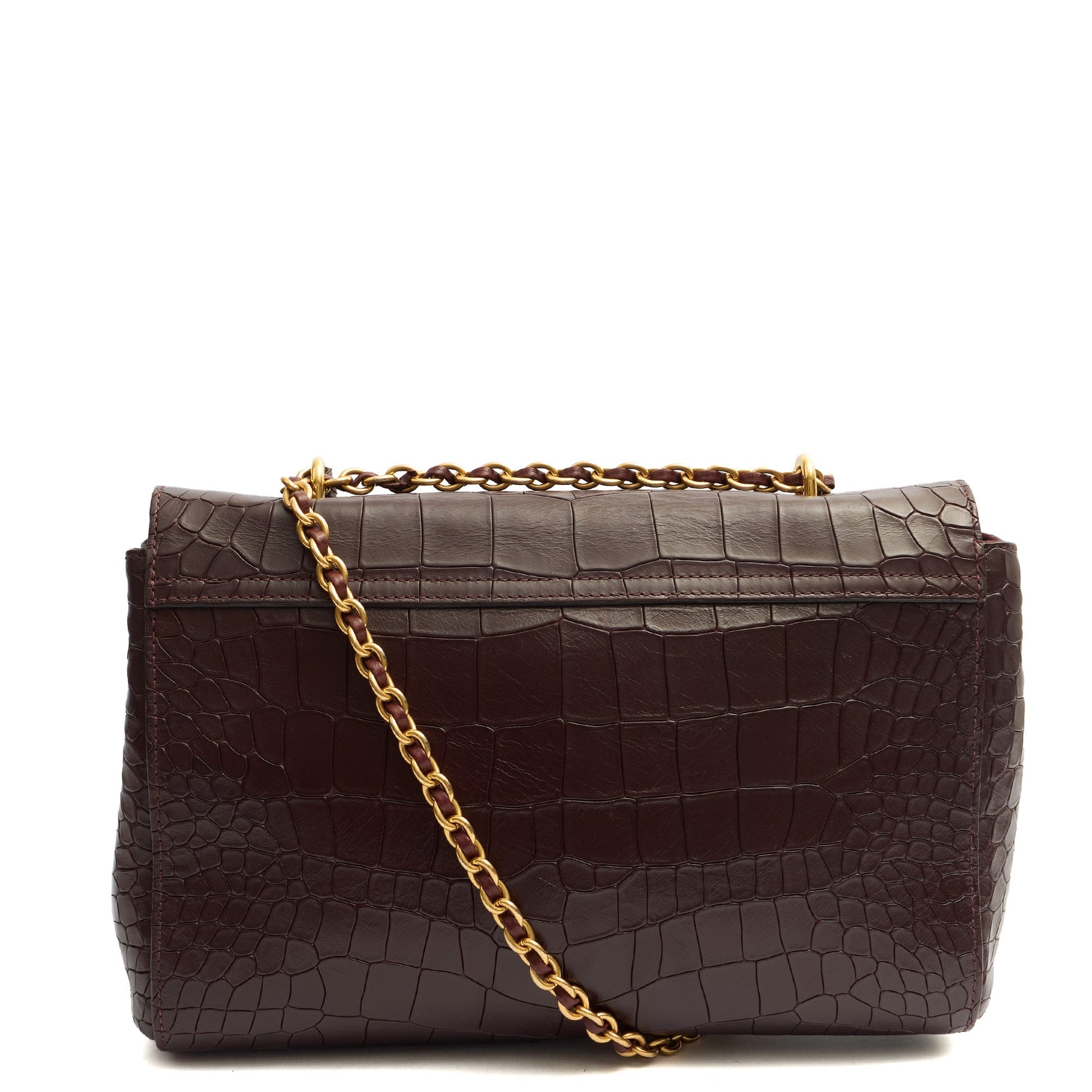 Mulberry Cross Body Lily - Large in Oxblood, Exotic Effect Leather — Back View