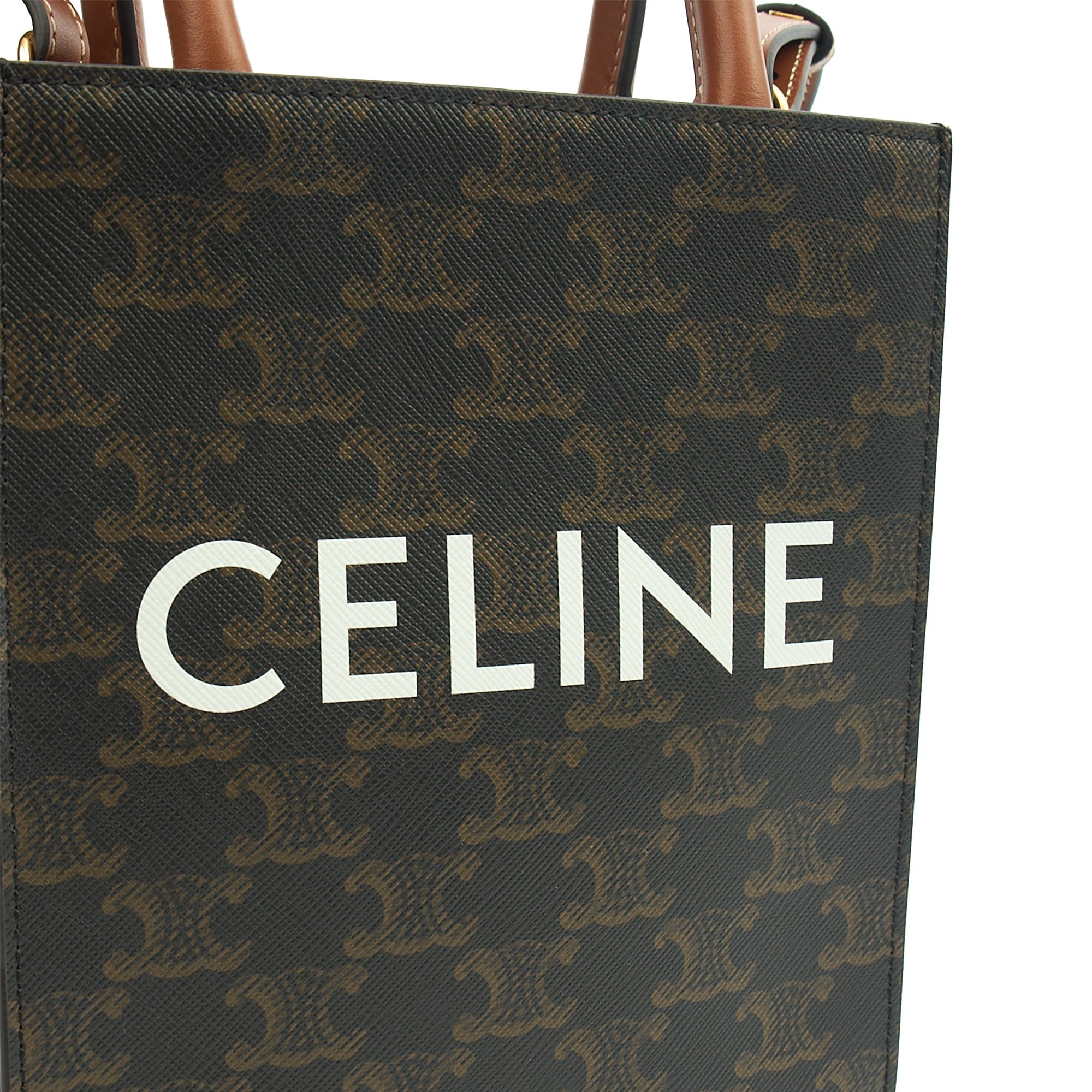 Celine Cross Body Vertical Cabas Tote in Brown, Leather — Lifestyle View