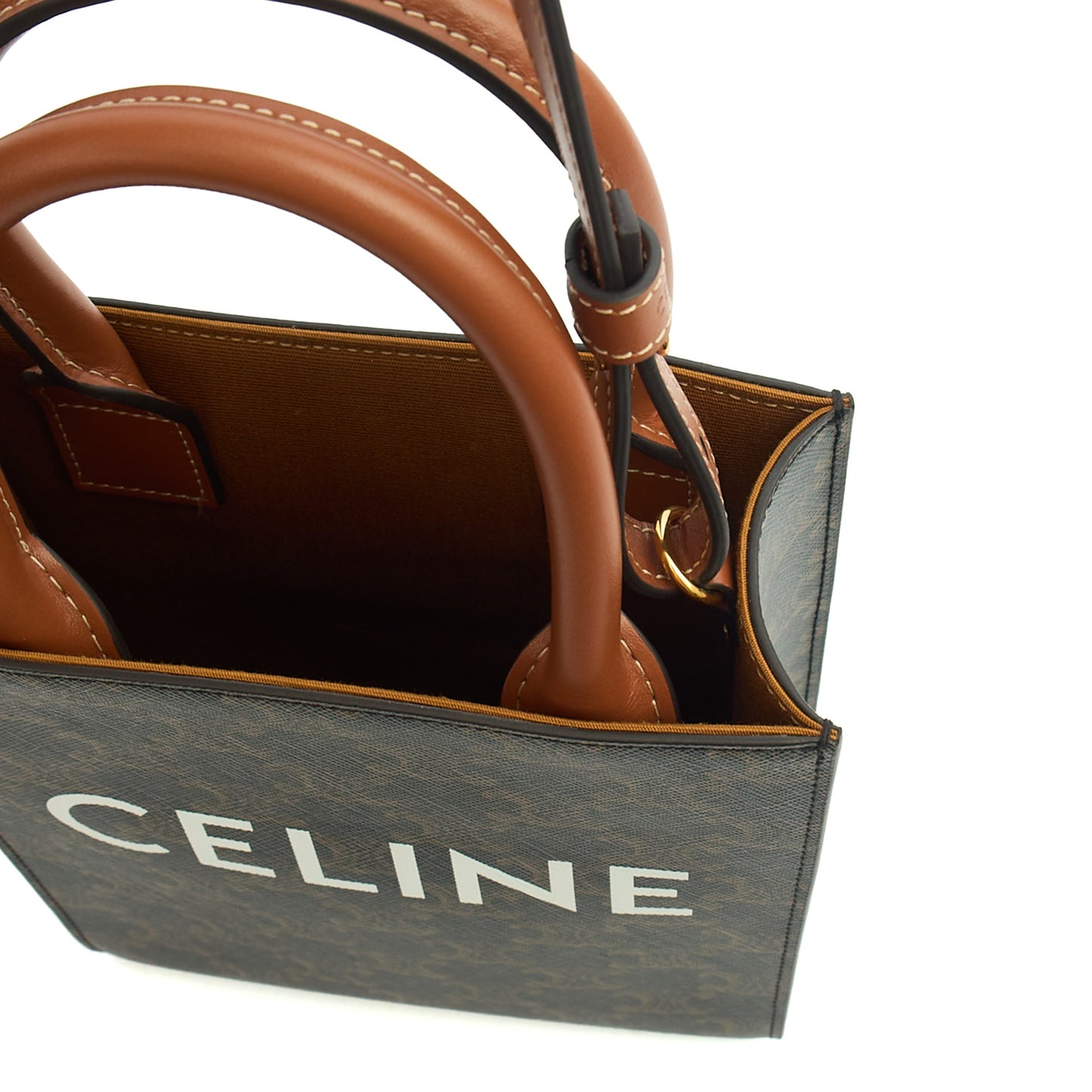 Celine Cross Body Vertical Cabas Tote in Brown, Leather — Detail View