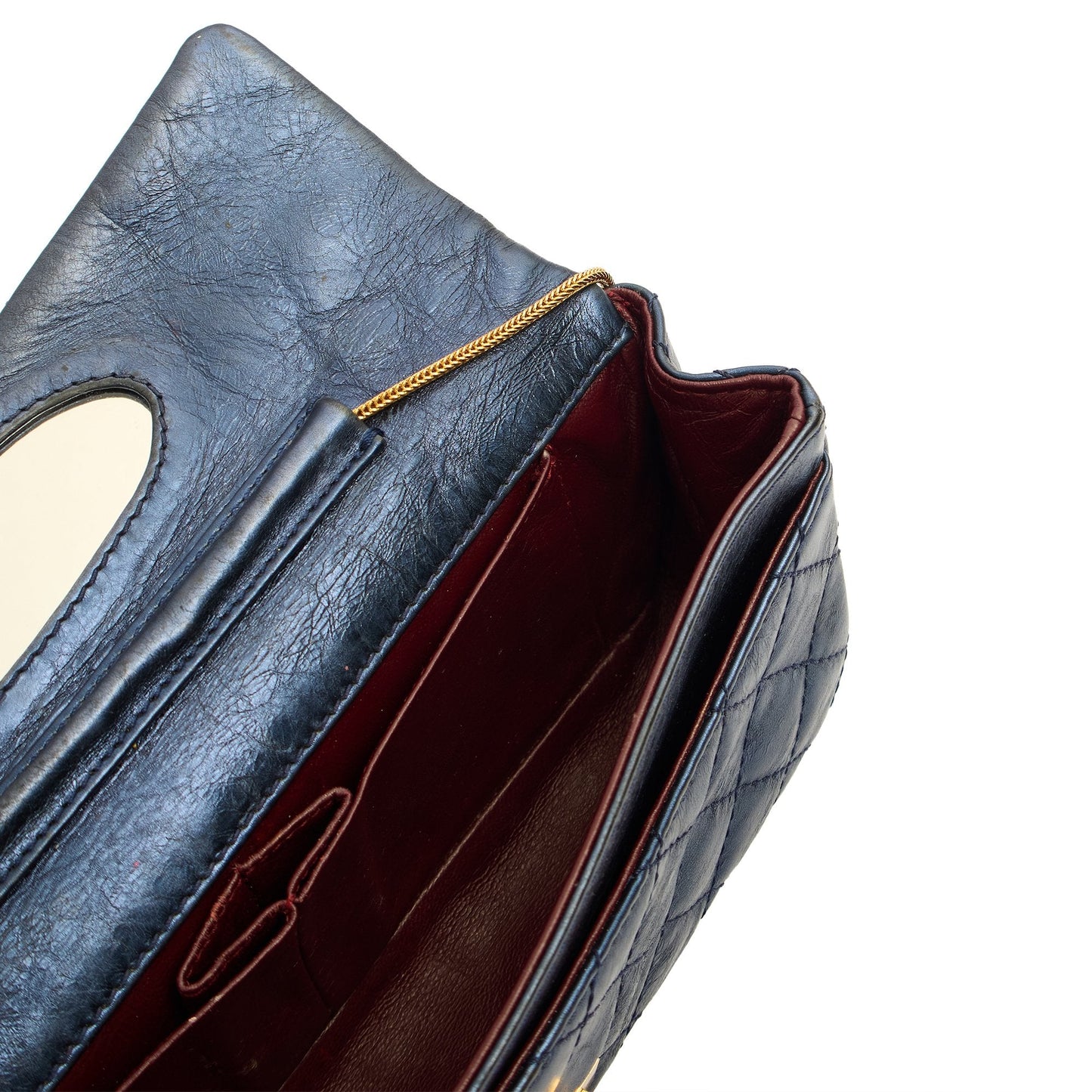 Chanel Shoulder Bag 2.55 Reissue East West Clutch in Blue, Crinkled Calfskin Leather — Alternate View 8