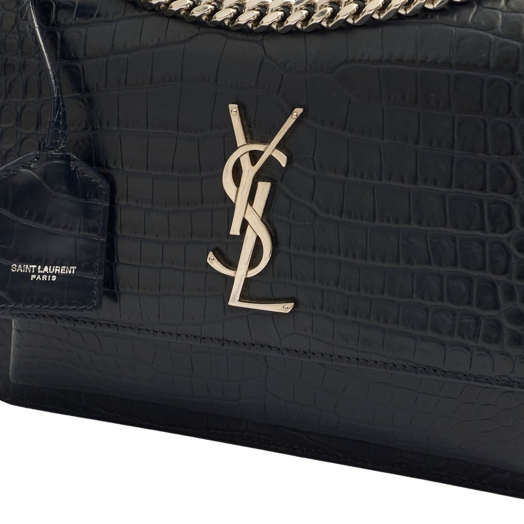 Saint Laurent Cross Body Sunset - Medium in Navy, Exotic Effect Leather — Alternate View 12