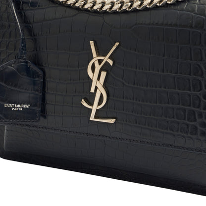 Saint Laurent Cross Body Sunset - Medium in Navy, Exotic Effect Leather — Alternate View 18