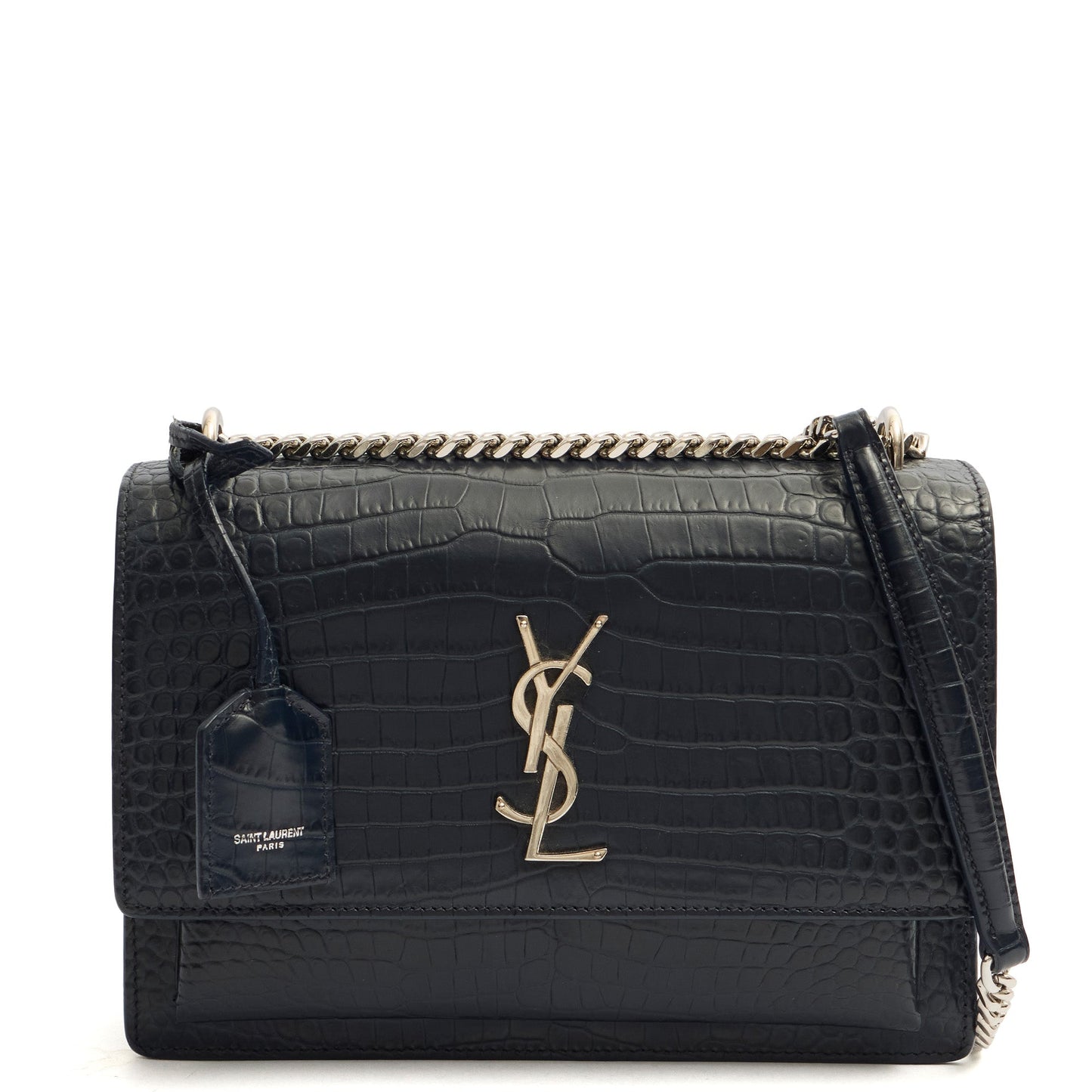 Saint Laurent Cross Body Sunset - Medium in Navy, Exotic Effect Leather — Alternate View 7