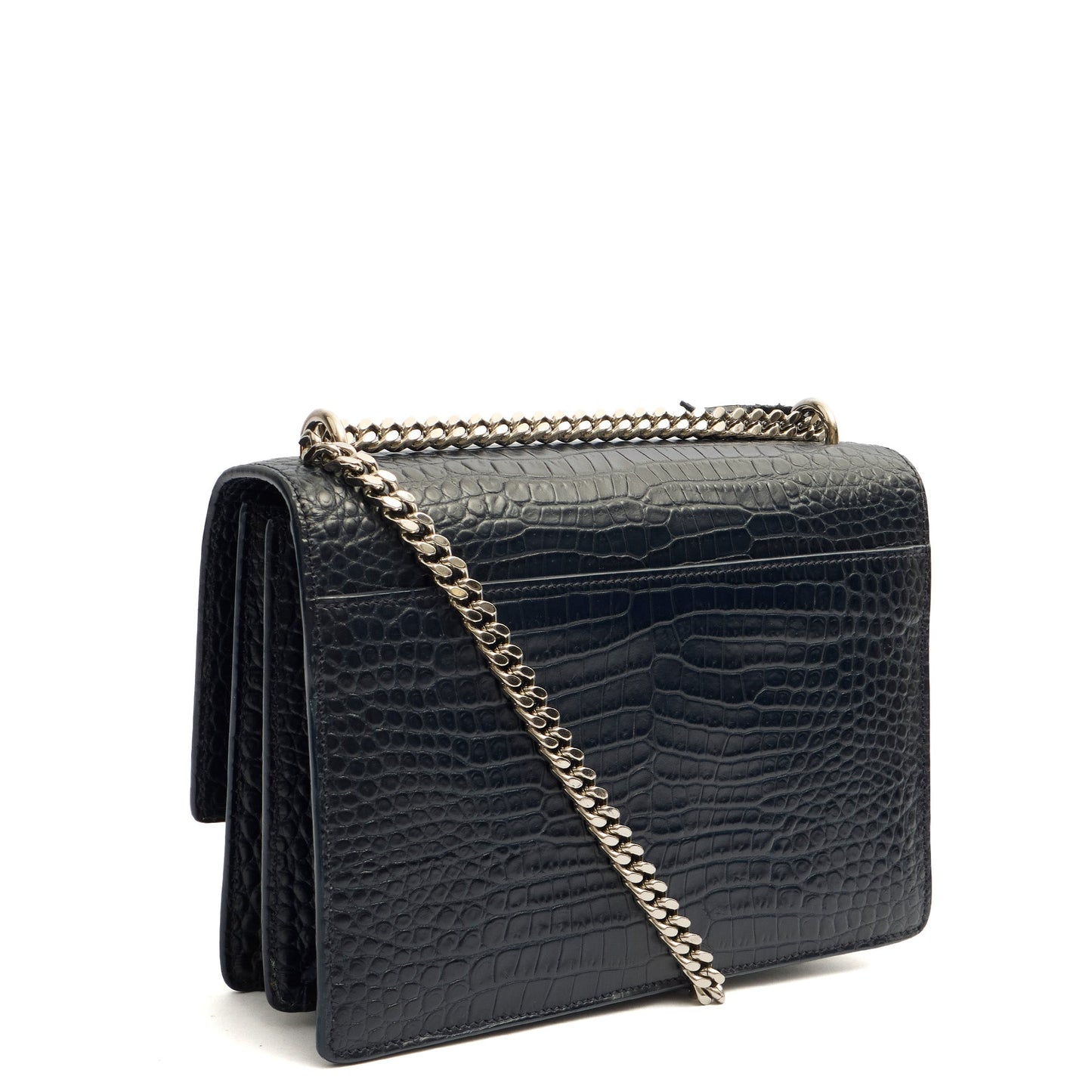 Saint Laurent Cross Body Sunset - Medium in Navy, Exotic Effect Leather — Alternate View 14