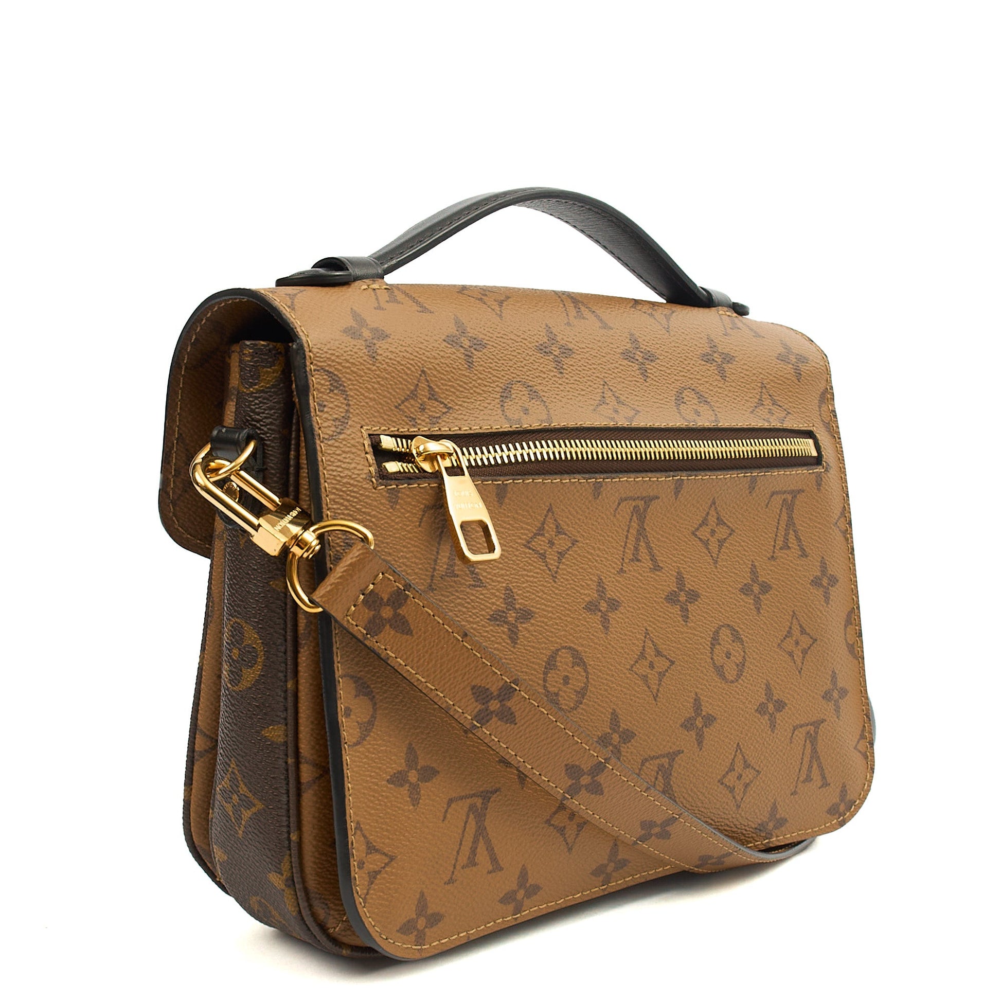 Louis Vuitton Cross Body Pochette Metis in Reverse Monogram, Canvas — Side View