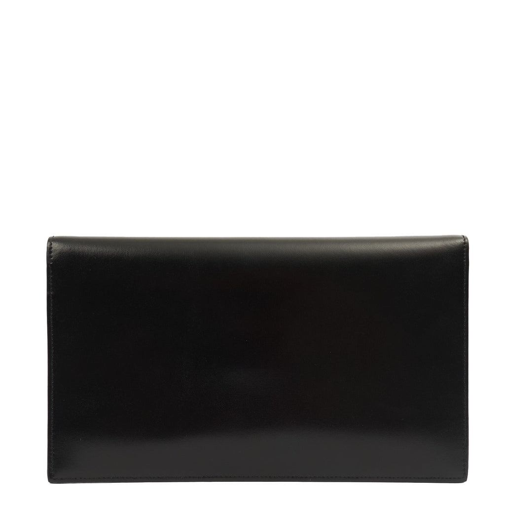 Saint Laurent Clutch Uptown Pouch in Black, Calfskin Leather — Top View