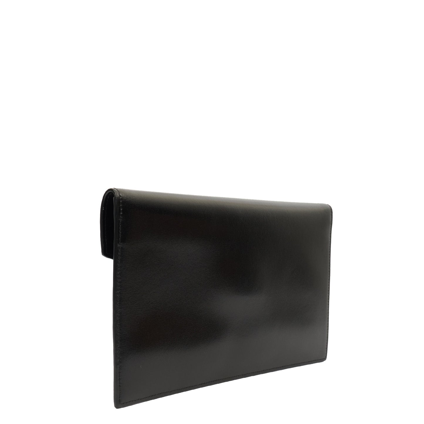 Saint Laurent Clutch Uptown Pouch in Black, Calfskin Leather — Back View