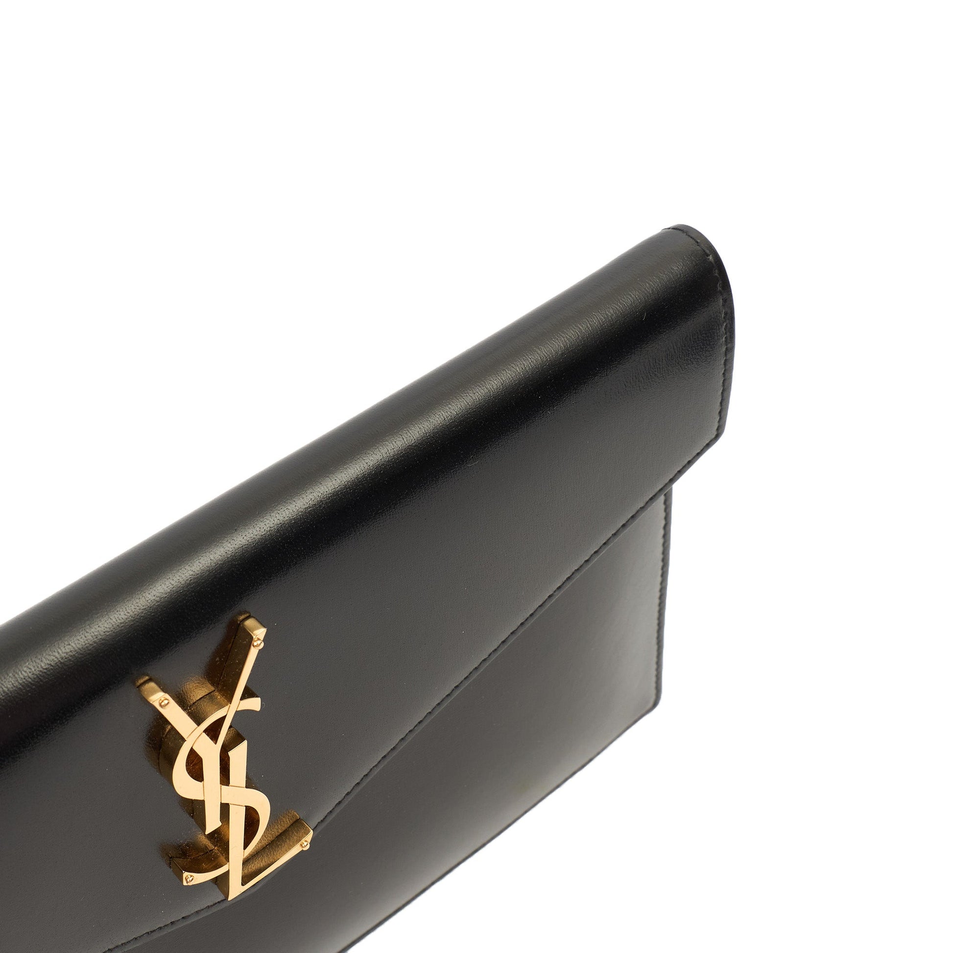 Saint Laurent Clutch Uptown Pouch in Black, Calfskin Leather — Lifestyle View
