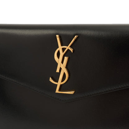 Saint Laurent Clutch Uptown Pouch in Black, Calfskin Leather — Detail View