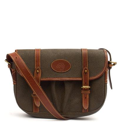 Mulberry Cross Body Vintage Messenger in Green, Scotchgrain — Front View
