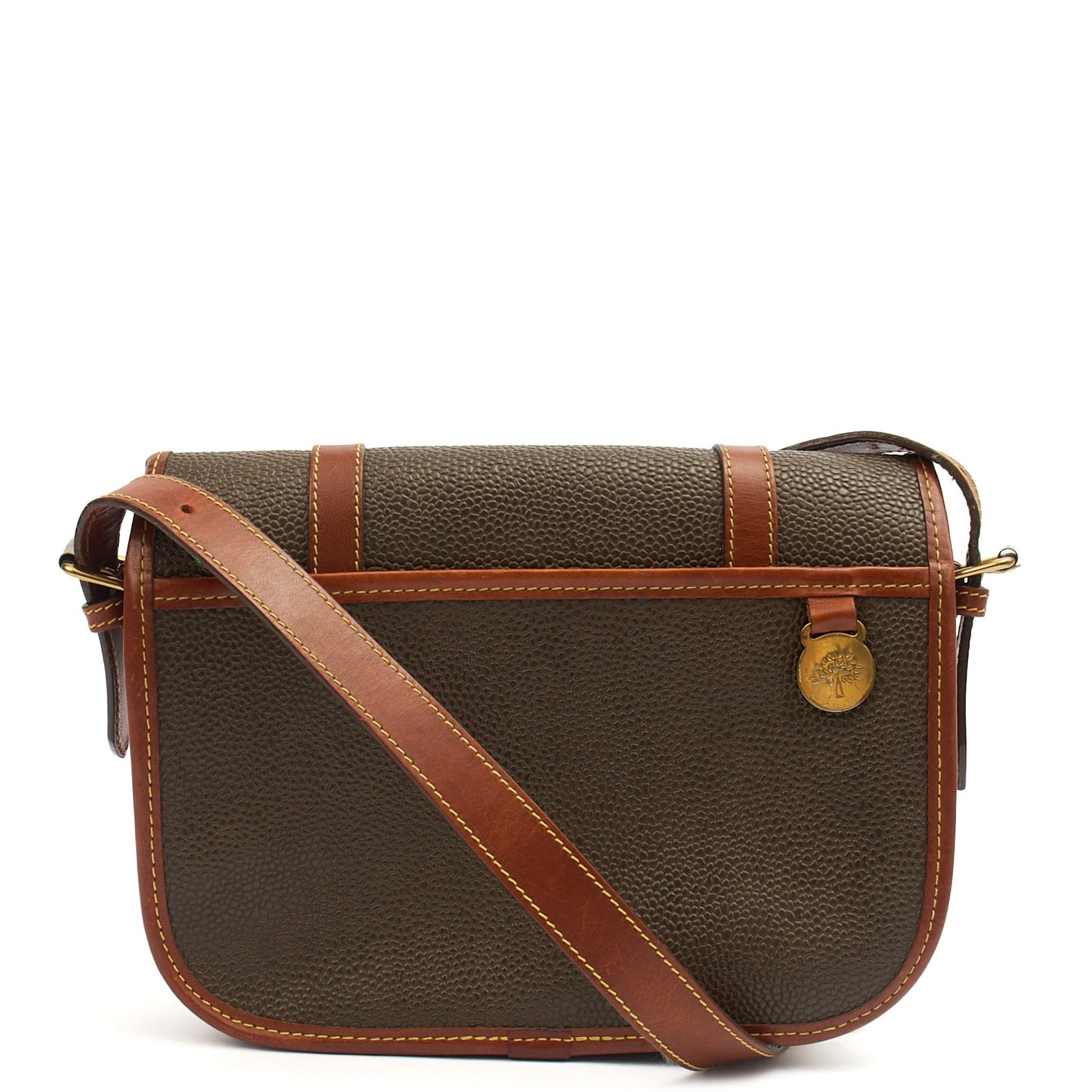 Mulberry Cross Body Vintage Messenger in Green, Scotchgrain — Back View