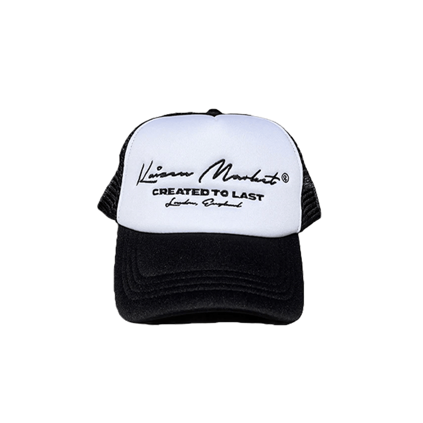 KAIZEN MARKET AUTOGRAPH TRUCKER HAT WHITE — ONE SIZE — Front View