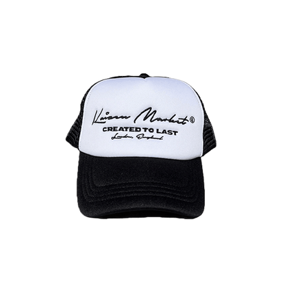KAIZEN MARKET AUTOGRAPH TRUCKER HAT WHITE — ONE SIZE — Front View