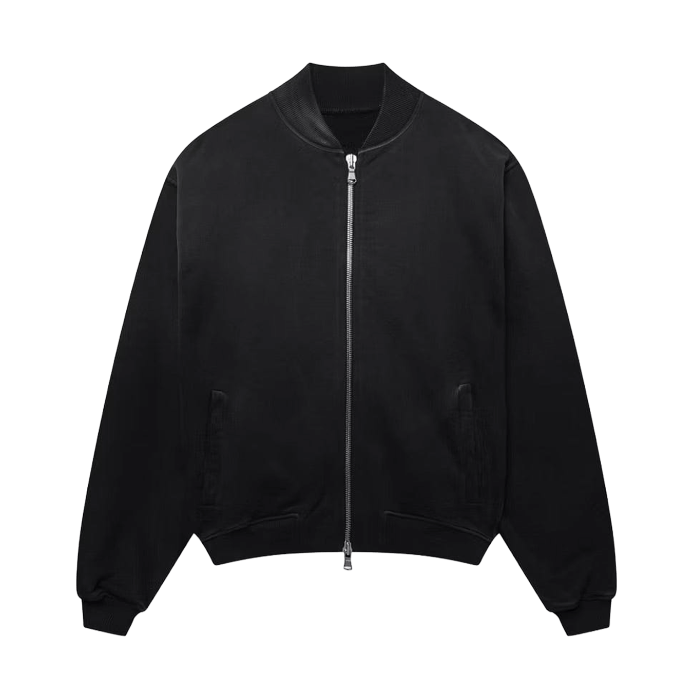 KAIZEN MARKET BLANK HEAVYWEIGHT FADE OUT BOMBER JACKET BLACK — XS — Front View