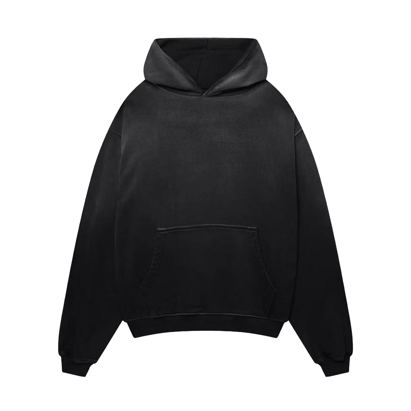 KAIZEN MARKET BLANK HEAVYWEIGHT FADE OUT HOODIE BLACK — XS — Front View