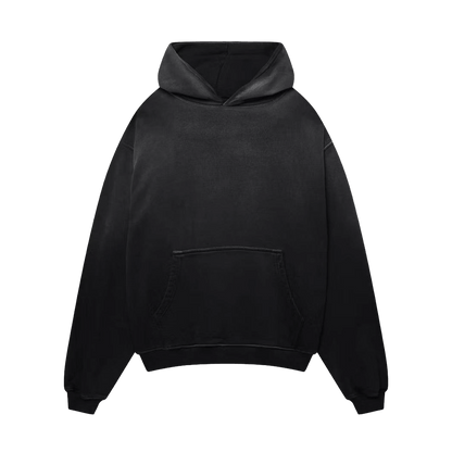 KAIZEN MARKET BLANK HEAVYWEIGHT FADE OUT HOODIE BLACK — XS — Front View