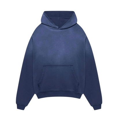 KAIZEN MARKET BLANK HEAVYWEIGHT FADE OUT HOODIE BLUE — XS — Front View