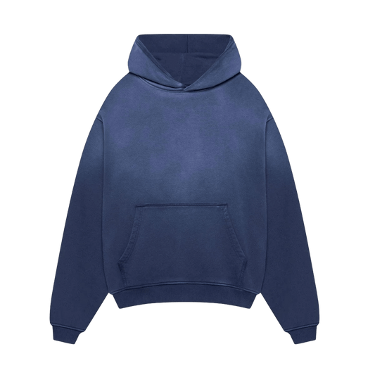KAIZEN MARKET BLANK HEAVYWEIGHT FADE OUT HOODIE BLUE — XS — Front View