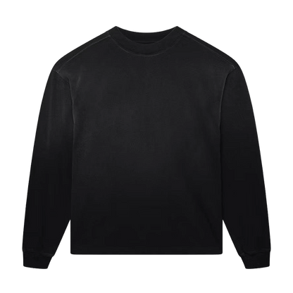 KAIZEN MARKET BLANK HEAVYWEIGHT FADE OUT LONGSLEEVE TEE BLACK — XS — Front View