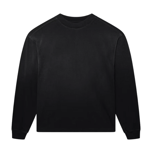 KAIZEN MARKET BLANK HEAVYWEIGHT FADE OUT LONGSLEEVE TEE BLACK — XS — Front View
