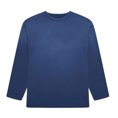 KAIZEN MARKET BLANK HEAVYWEIGHT FADE OUT LONGSLEEVE TEE BLUE — XS — Front View