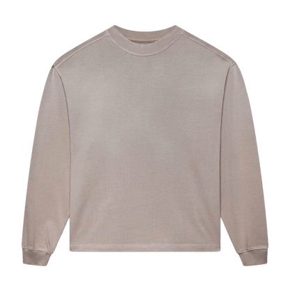 KAIZEN MARKET BLANK HEAVYWEIGHT FADE OUT LONGSLEEVE TEE MOCHA — XS — Front View