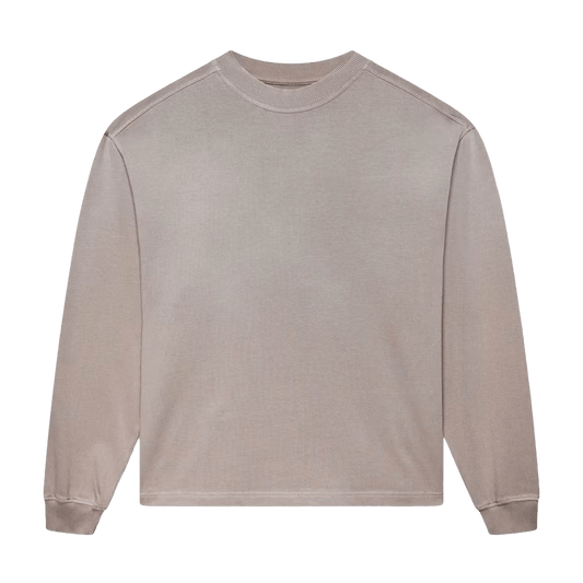 KAIZEN MARKET BLANK HEAVYWEIGHT FADE OUT LONGSLEEVE TEE MOCHA — XS — Front View