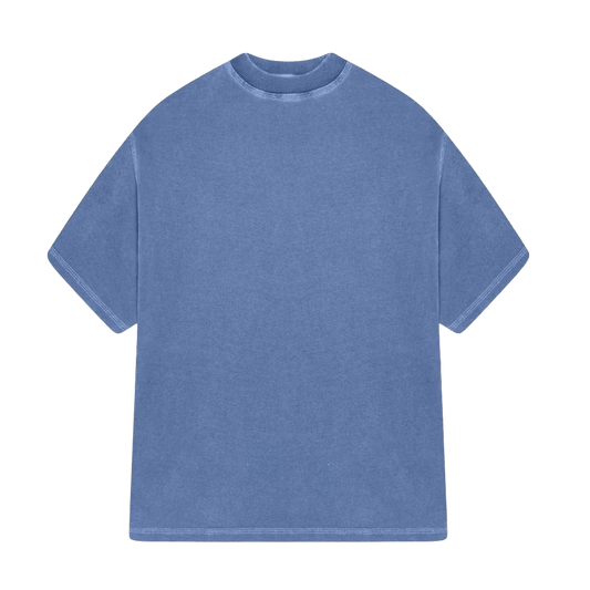 KAIZEN MARKET BLANK HEAVYWEIGHT VINTAGE BLUE TEE — XS — Front View
