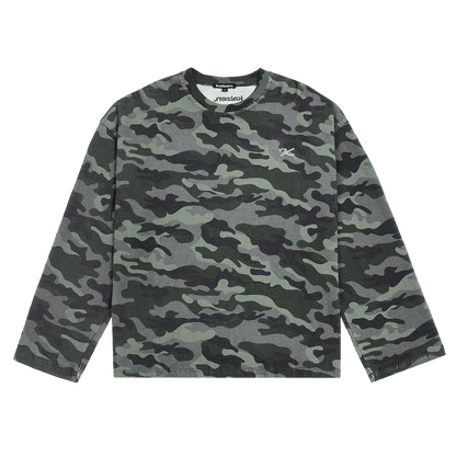 KAIZEN MARKET CAMO WAFFLE LONGSLEEVE — XS — Front View
