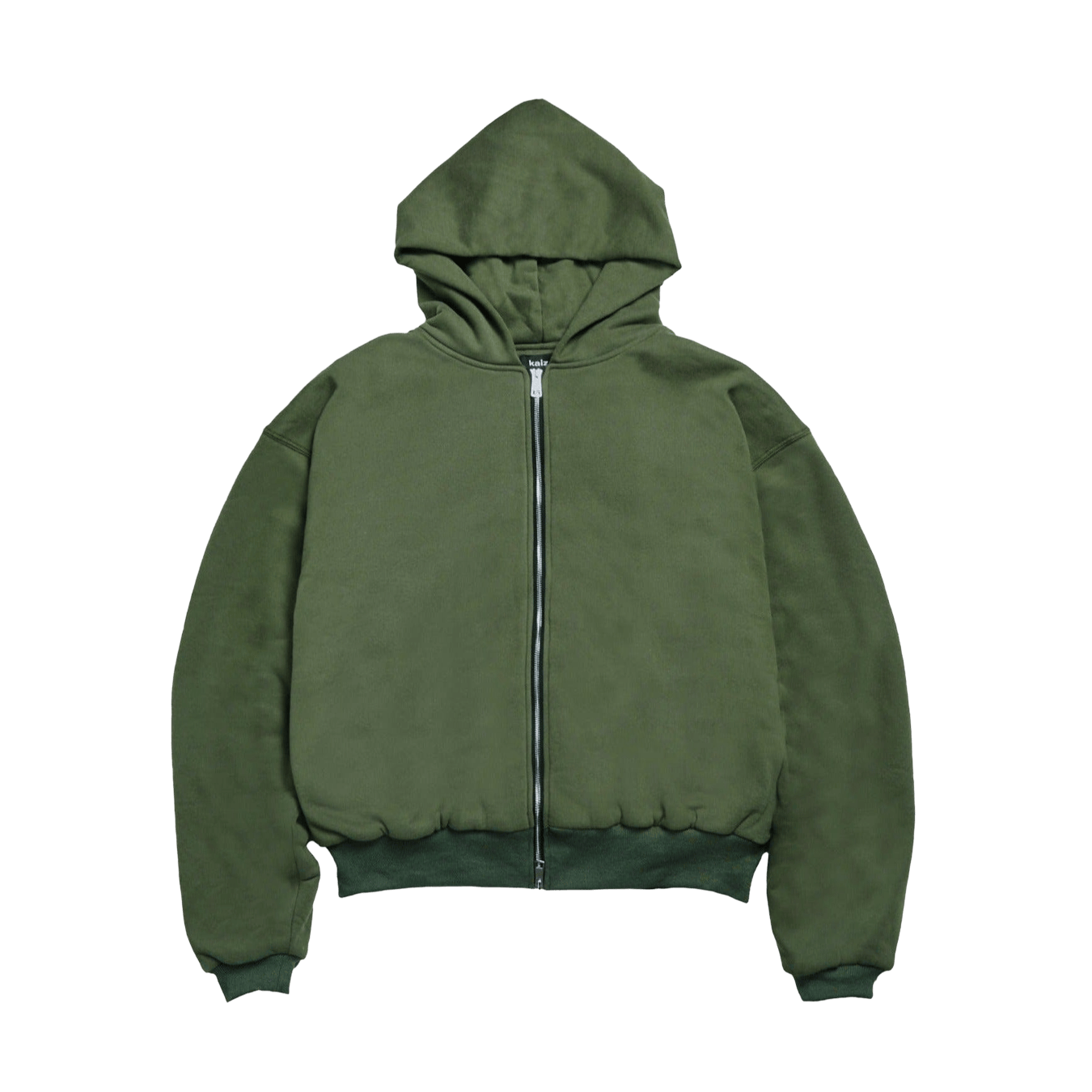 KAIZEN MARKET DOUBLE LAYERED ZIP HOODIE MILITARY — XS — Front View