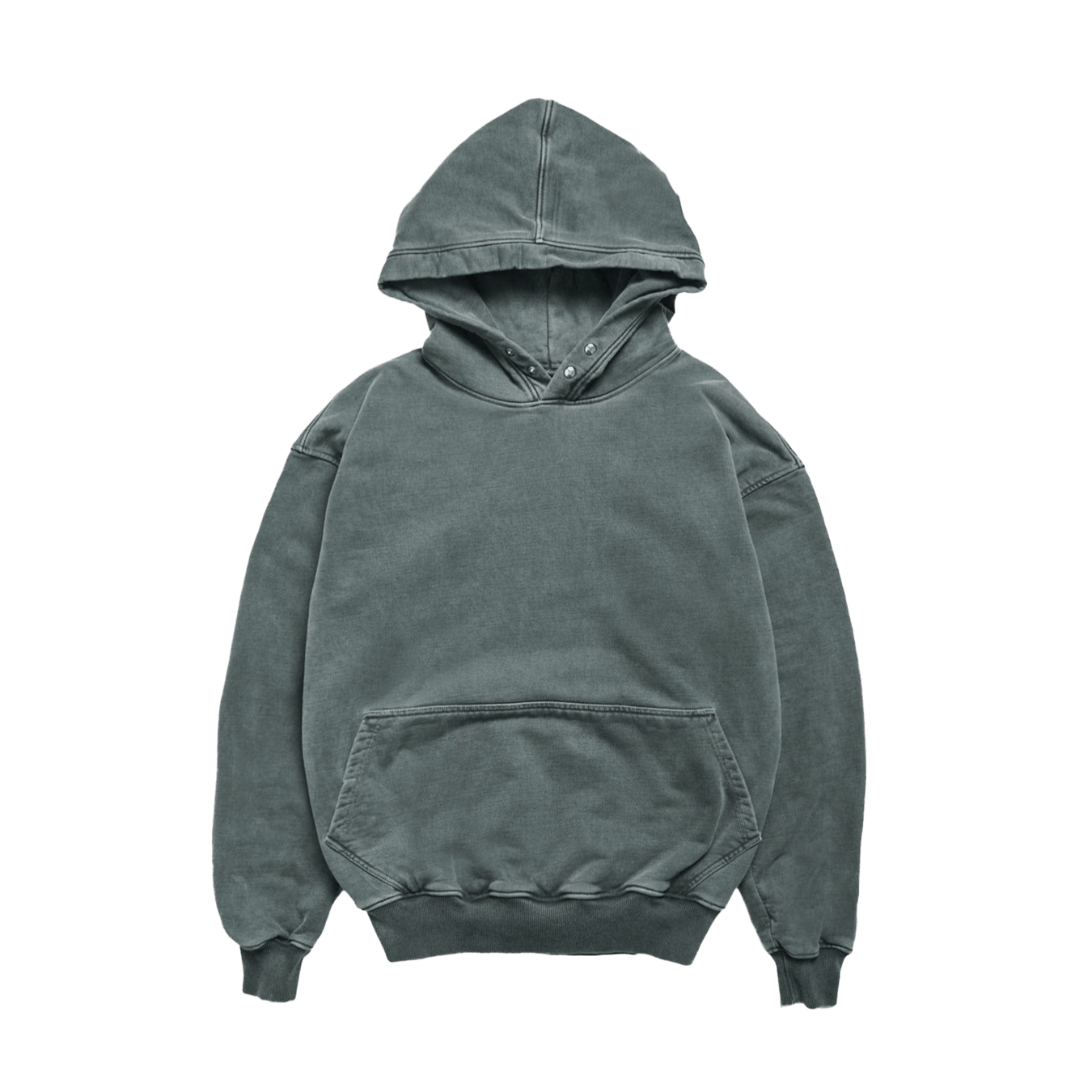 KAIZEN MARKET WASHED BLANK HOODIE CHARCOAL — SMALL — Front View