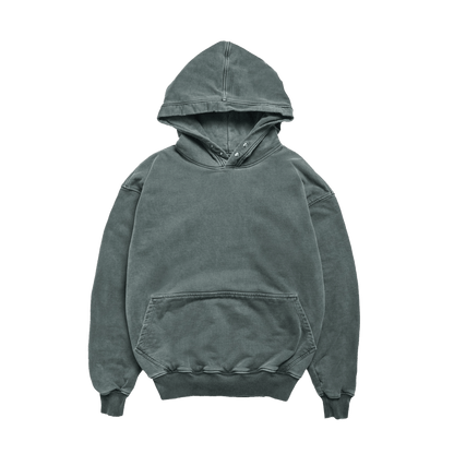 KAIZEN MARKET WASHED BLANK HOODIE CHARCOAL — SMALL — Front View