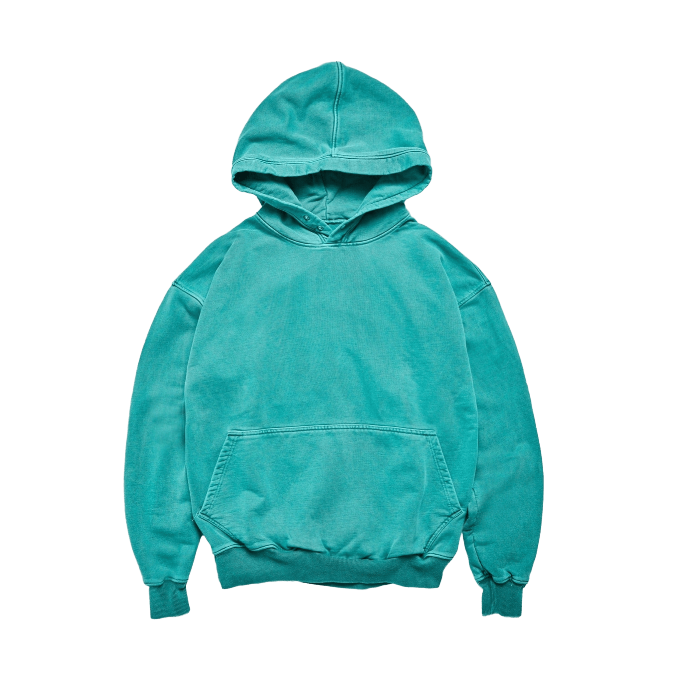 KAIZEN MARKET WASHED BLANK HOODIE GREEN — SMALL — Front View