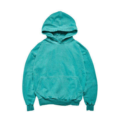 KAIZEN MARKET WASHED BLANK HOODIE GREEN — SMALL — Front View