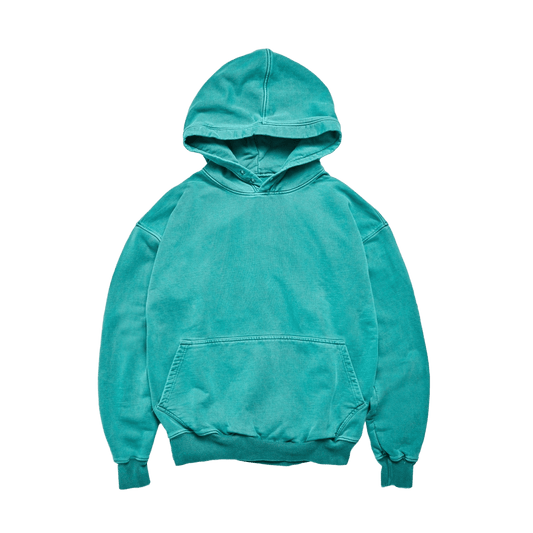 KAIZEN MARKET WASHED BLANK HOODIE GREEN — SMALL — Front View