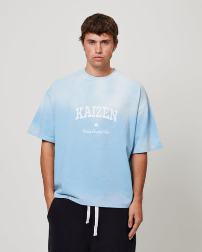KAIZEN MARKET SUNFADED TEE BLUE — XS — Back View