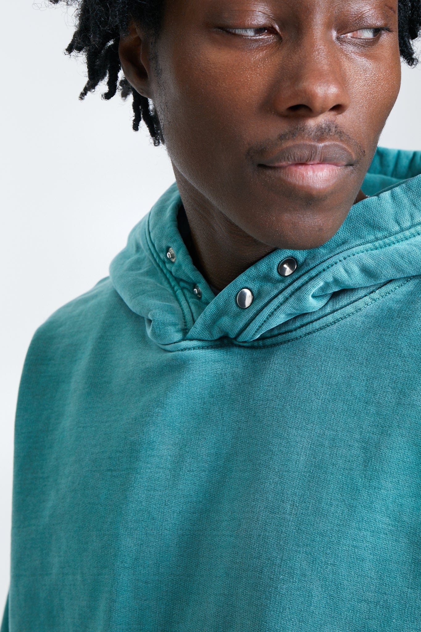 KAIZEN MARKET WASHED BLANK HOODIE GREEN — SMALL — Top View
